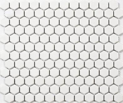 Mosaik Hexa Vit Blank 2,3x2,5