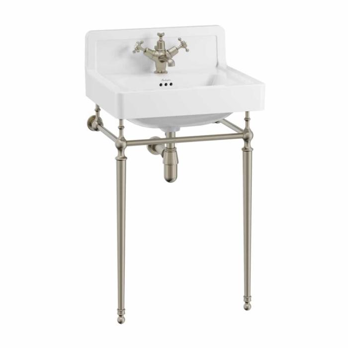 Tvättställ Contemporary med Upphöjd Kant Baktill 56 cm 1-håls med Ställning