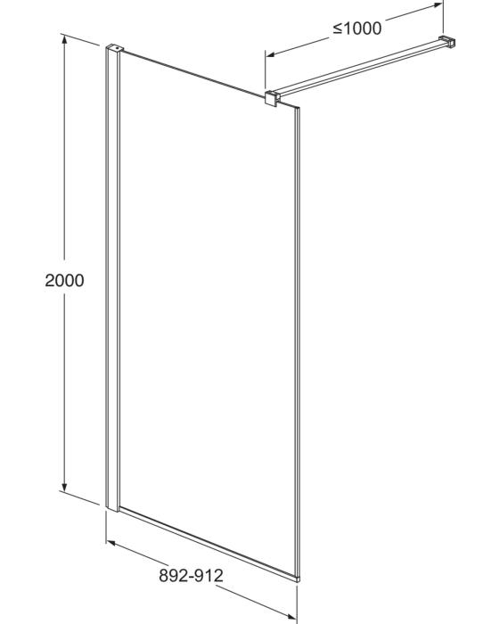 Duschvägg Square, Fast