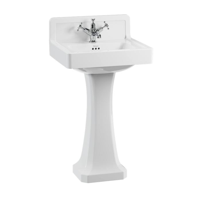 Tvättställ Contemporary med Upphöjd Kant Baktill 61 cm 2-håls, Classic Piedestal