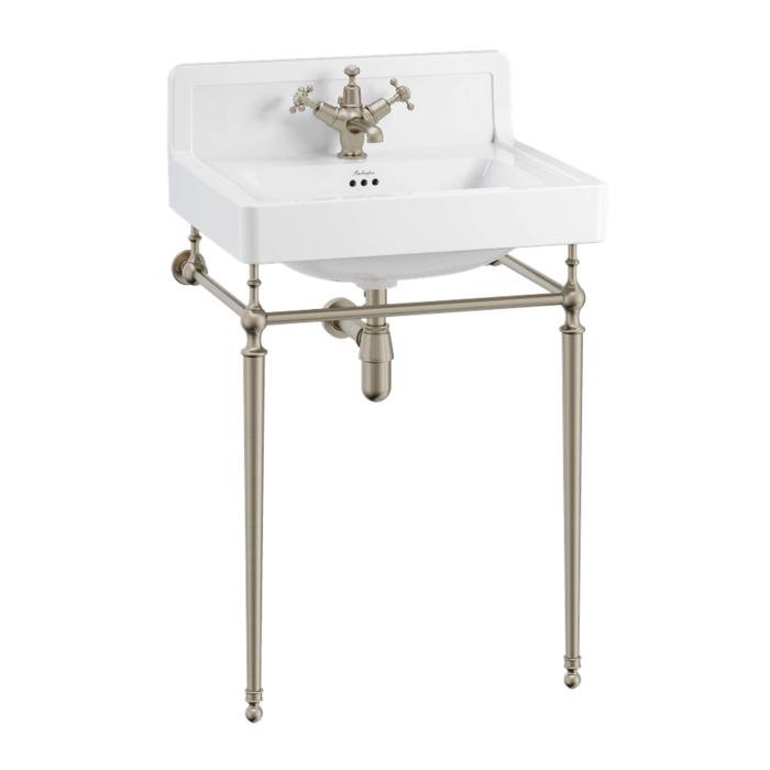 Tvättställ Contemporary med Upphöjd Kant Baktill 61 cm 2-håls med Ställning