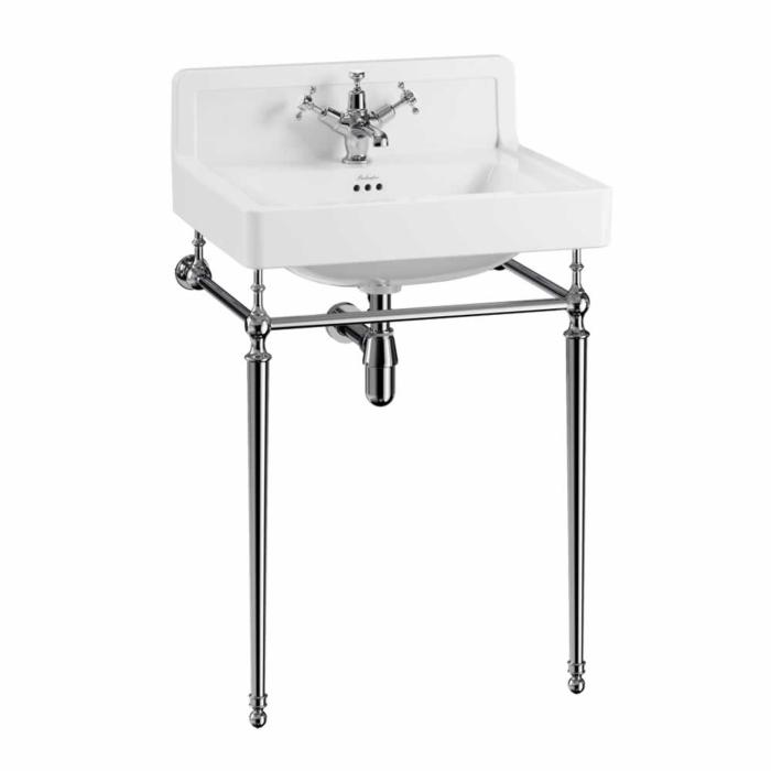 Tvättställ Contemporary med Upphöjd Kant Baktill 61 cm 3-håls med Ställning