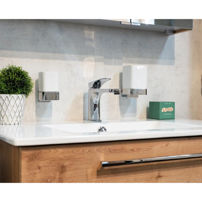 Tvåldispenser med Hållare Ice Porslin Polerad Krom