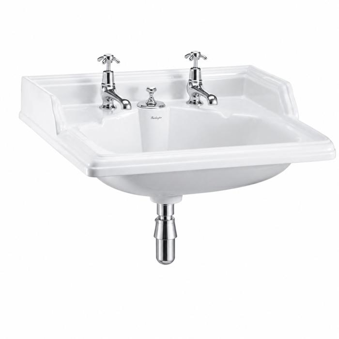 Tvättställ Classic 65 cm med Bräddavlopp & Avlopp 2 Blandarhål