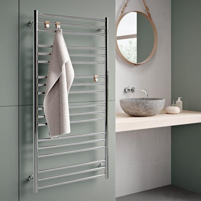 Handdukskrok i Läder/Krom till Handdukstork