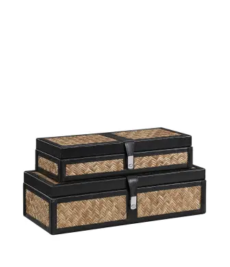 Fabriano Låda Rattan & Läder Buckle 2-set