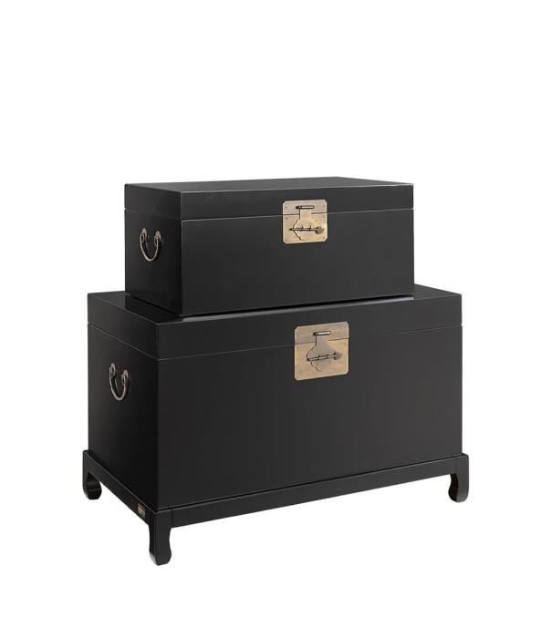 Macao Sidobord/Kista Svart Björkfanér 2-set