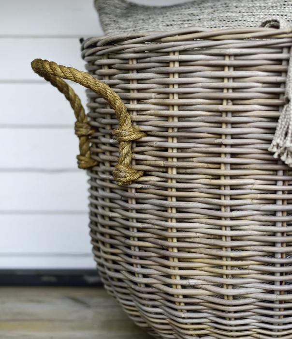 Korg Kubu Grey med Handtag Hampa Ø60cm