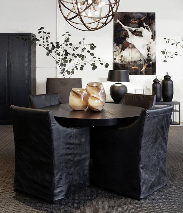 Avignon Matstol i Skinn Vintage Black