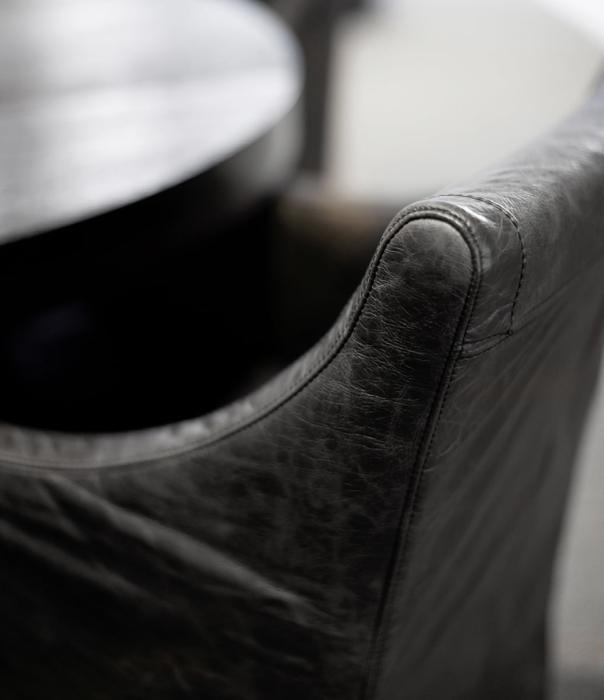 Avignon Matstol i Skinn Vintage Black