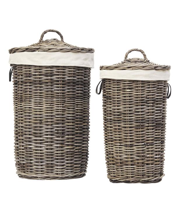 Tvättkorg med Lock Kubu Grey 2-set