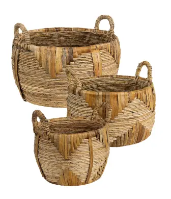 Cesto Korg Bananlöv Naturell Mönstrad 3-set
