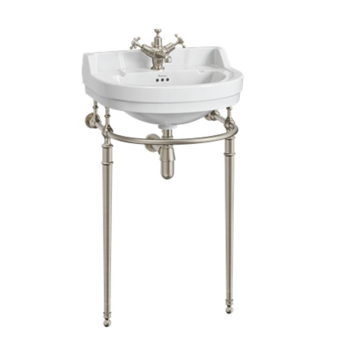 Tvättställ Edwardian Rundat 56 cm 2 Blandarhål med Ställning