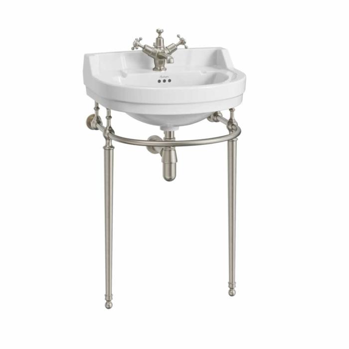 Tvättställ Edwardian Rundat 56 cm 3 Blandarhål med Ställning