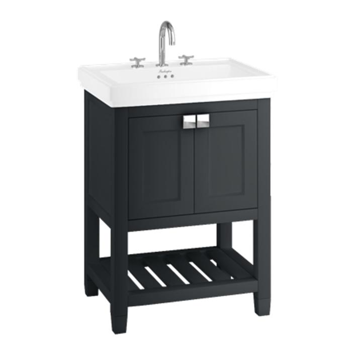 Kommod med Tvättställ Riviera 65 cm med Dörrar & Handtag i Krom