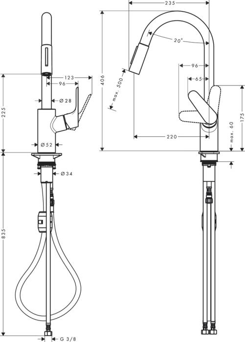 Focus M41 240, med utdragbar handdusch, 2jet