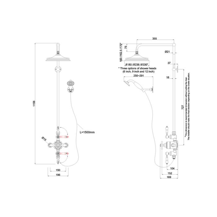 Utanpåliggande duschsystem Avon 2-utloppsset