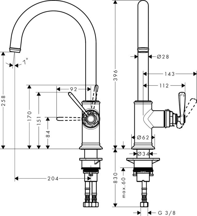 AXOR Montreux 1-grepps köksblandare 260