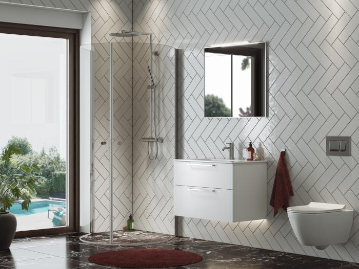 Kommod Crown Plain med Porslinstvättställ 80