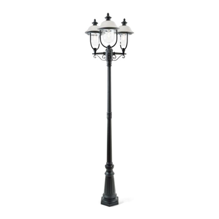 Lyktstolpe Parma 3-arm E27 2.18m Svart/Rostfri