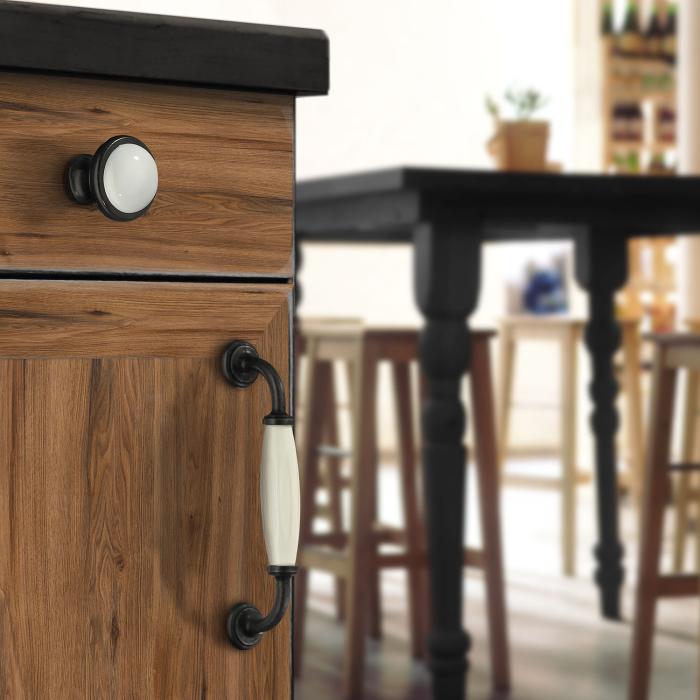 Lådhandtag Vit keramik cc 128 mm