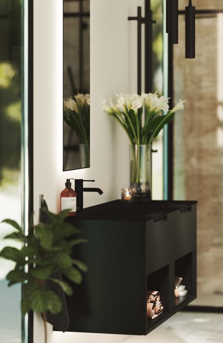 Kommod Crown Open Box med Glastvättställ 120