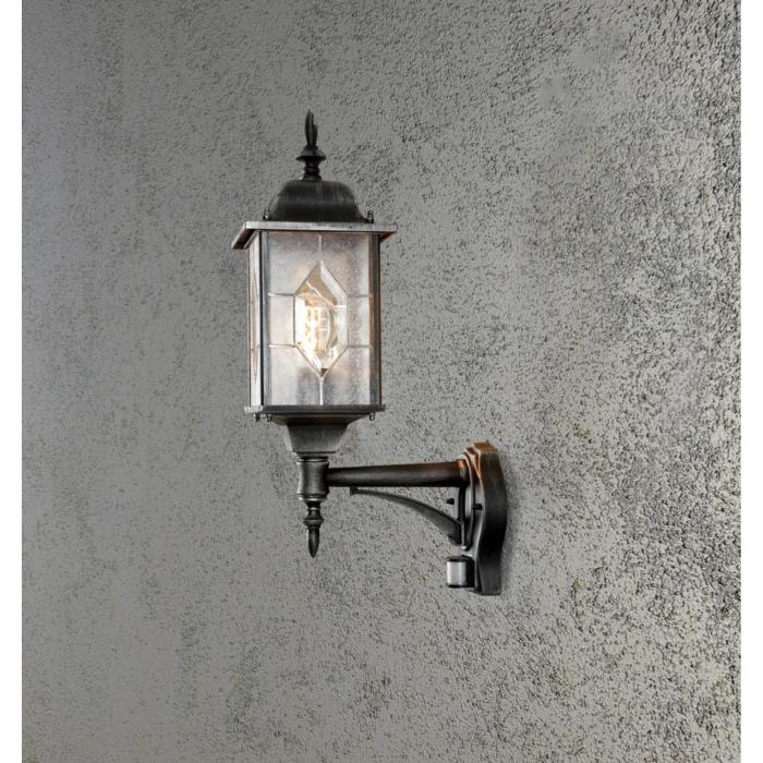 Vägglampa Ute Milano E27 PIR Rörelsevakt Svart