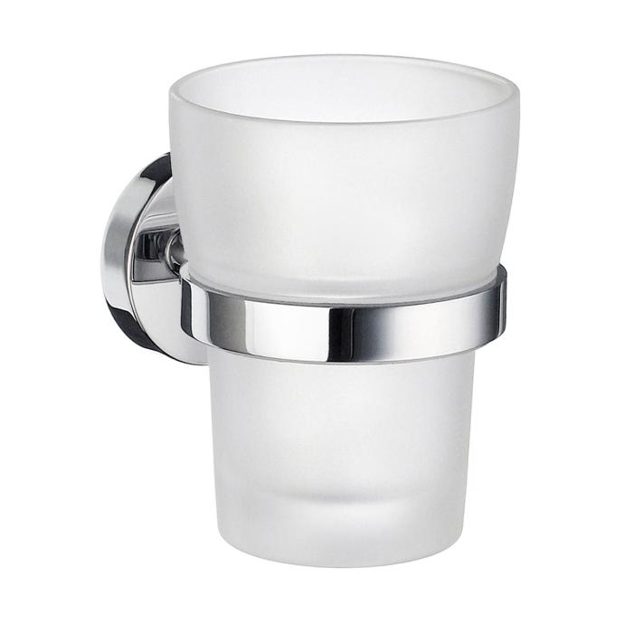 Tandborstglas med Hållare Home Frostat Glas