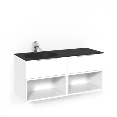 Kommod Crown Open Box med Glastvättställ 120
