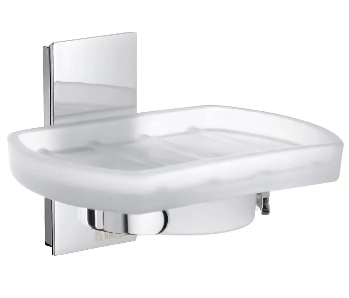 Tvålkopp Pool med Hållare Frostat Glas Krom