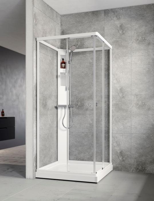 Duschkabin Flow Rak med Blandare Vit
