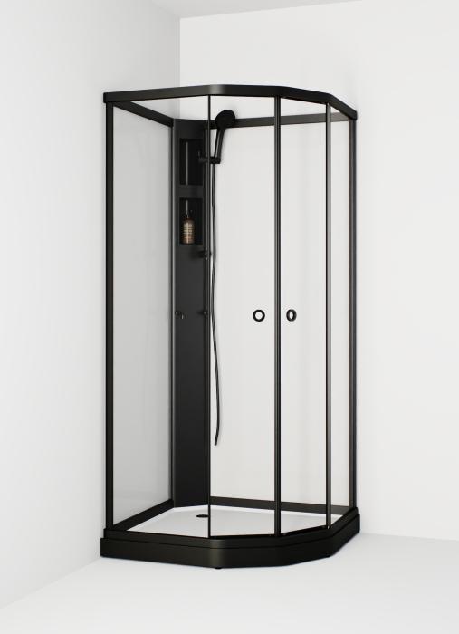 Duschkabin Flow Semi utan Blandare Svart