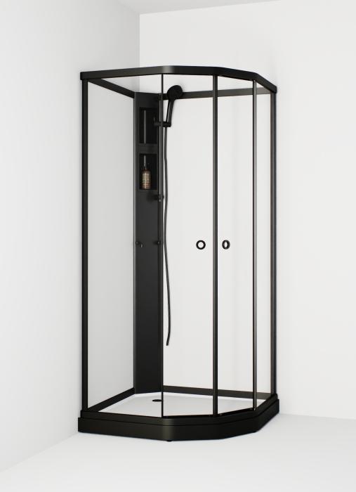 Duschkabin Flow Semi utan Blandare Svart