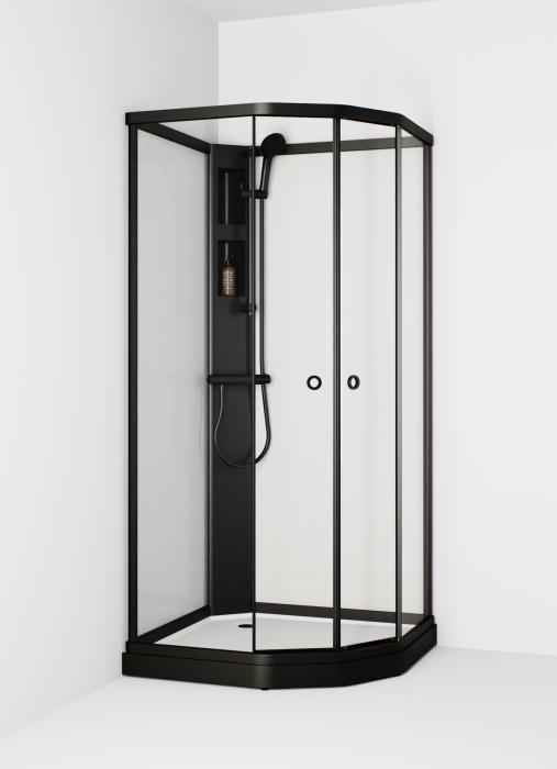 Duschkabin Flow Semi med Blandare Svart
