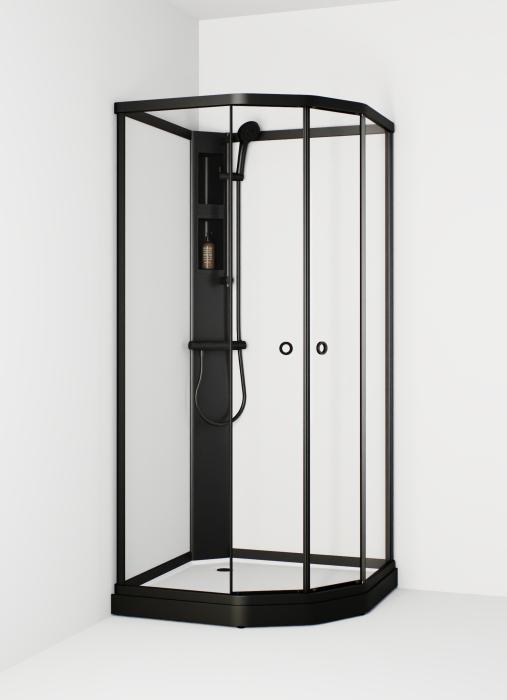 Duschkabin Flow Semi med Blandare Svart