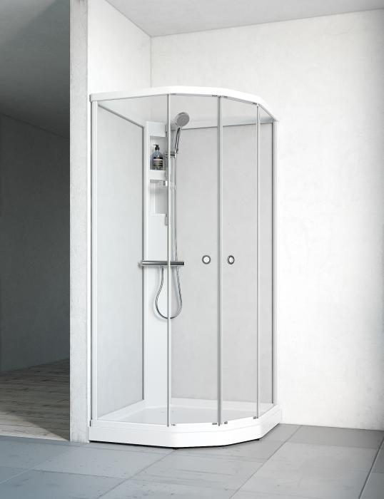 Duschkabin Flow Semi med Blandare Vit