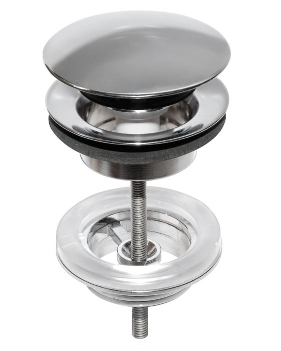 Pushdown-ventil för Tvättställ med Bräddavlopp Krom