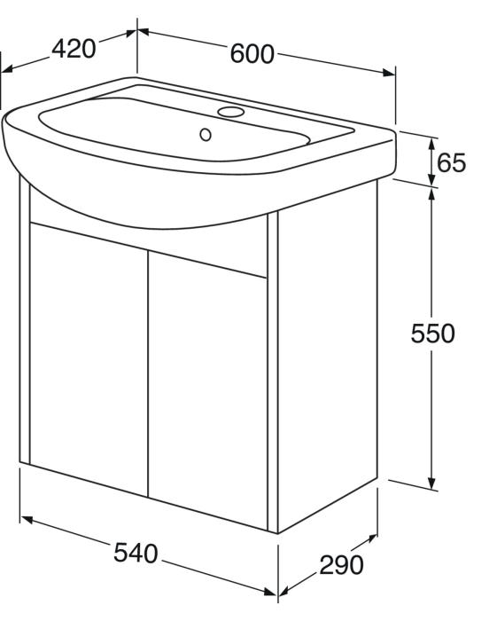 Tvättställsskåp Graphic Base 60cm med Tvättställ Vit