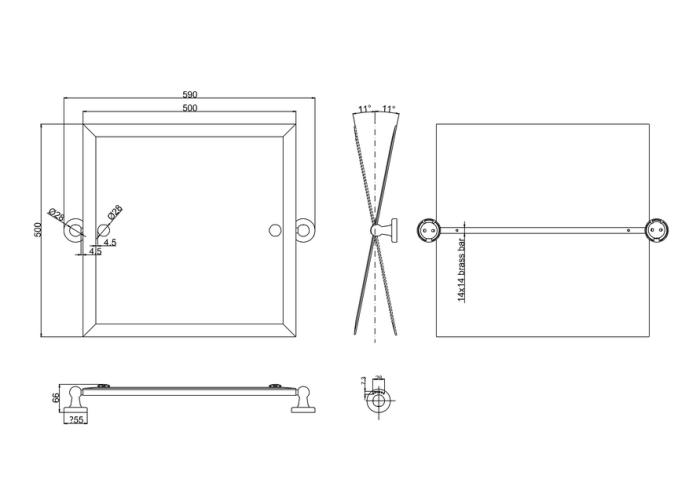 Rektangulär Svängbar Spegel