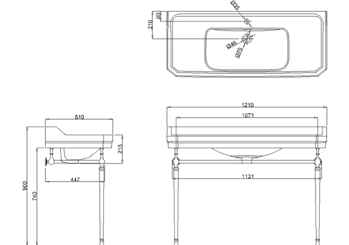Tvättställ Edwardian med Handfatsställ 120
