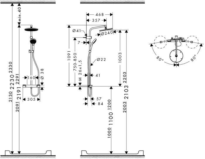 My Select S 240 Showerpipe med termostat 160 cc