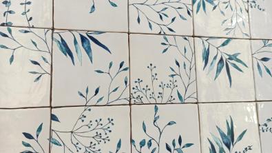 Olivia dekor Bl&aring; 15x15 Kakel