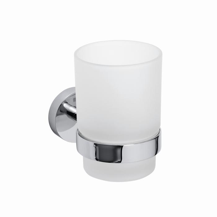 Glas med Hållare Soft Krom