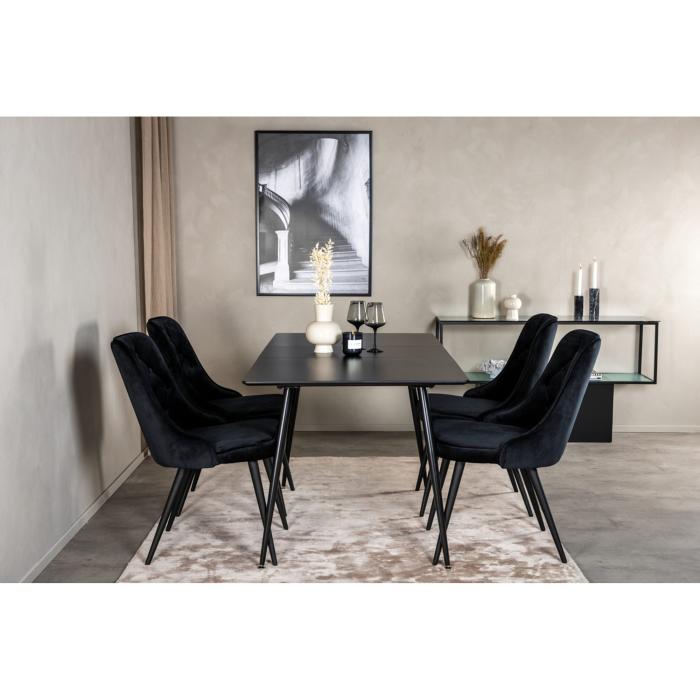 Rectangular Dining Set Silar, Velvet Deluxe