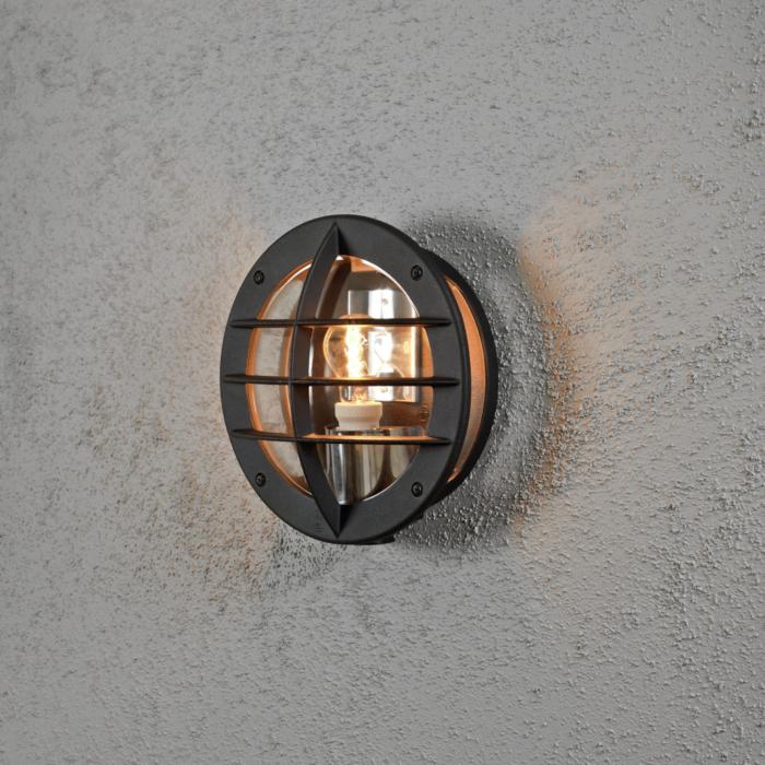 Vägglampa Ute Oden E27 Svart med Eluttag