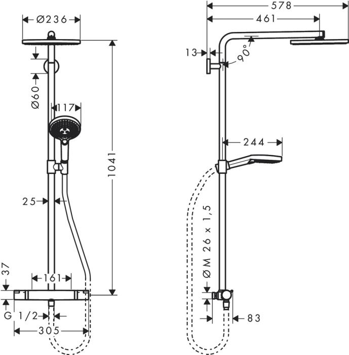 Raindance Select S Showerpipe 240 1jet PowderRain