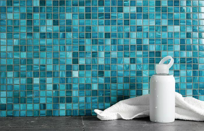 A0415 Glasmosaik Blå melerad