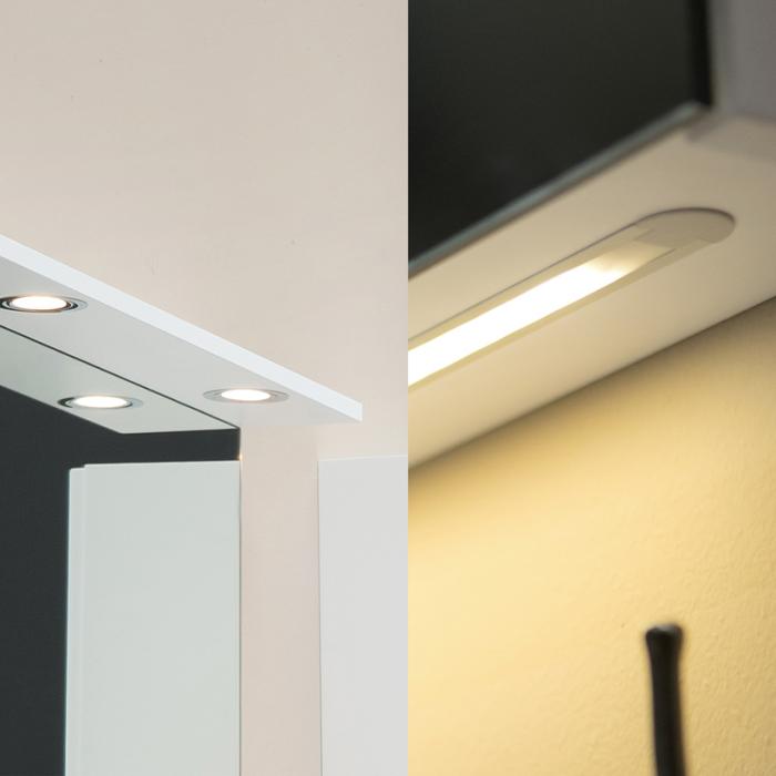 Belysning till spegel med hylla