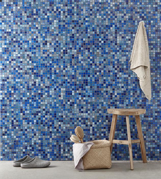 A1239 Glasmosaik mix blå med guldinslag