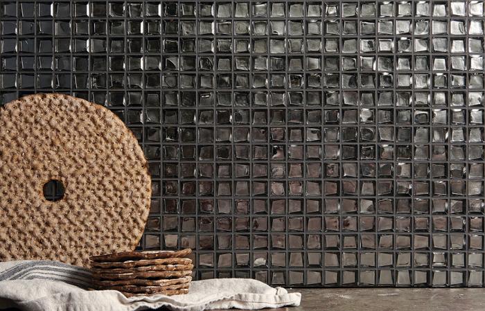 D1101 Glasmosaik Metall grå